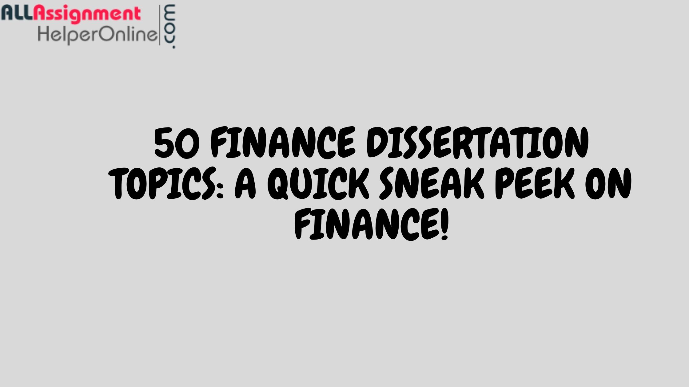 FINANCE DISSERTATION TOPICS